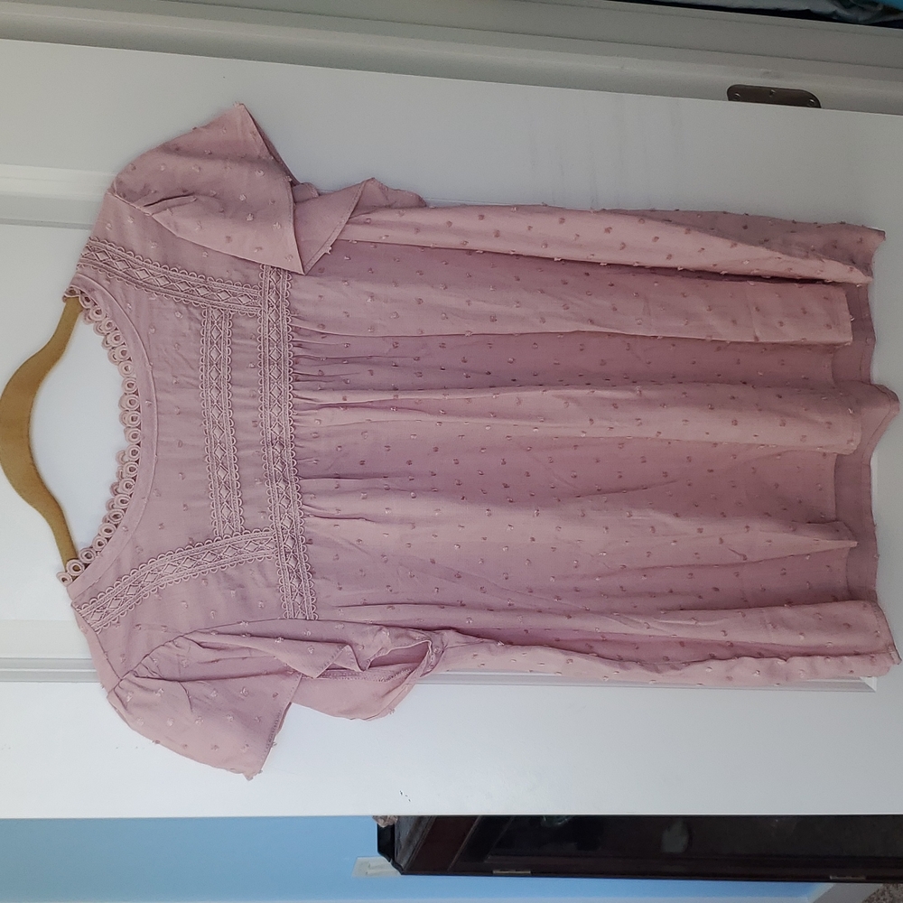 MINE swiss dot blush shirt large